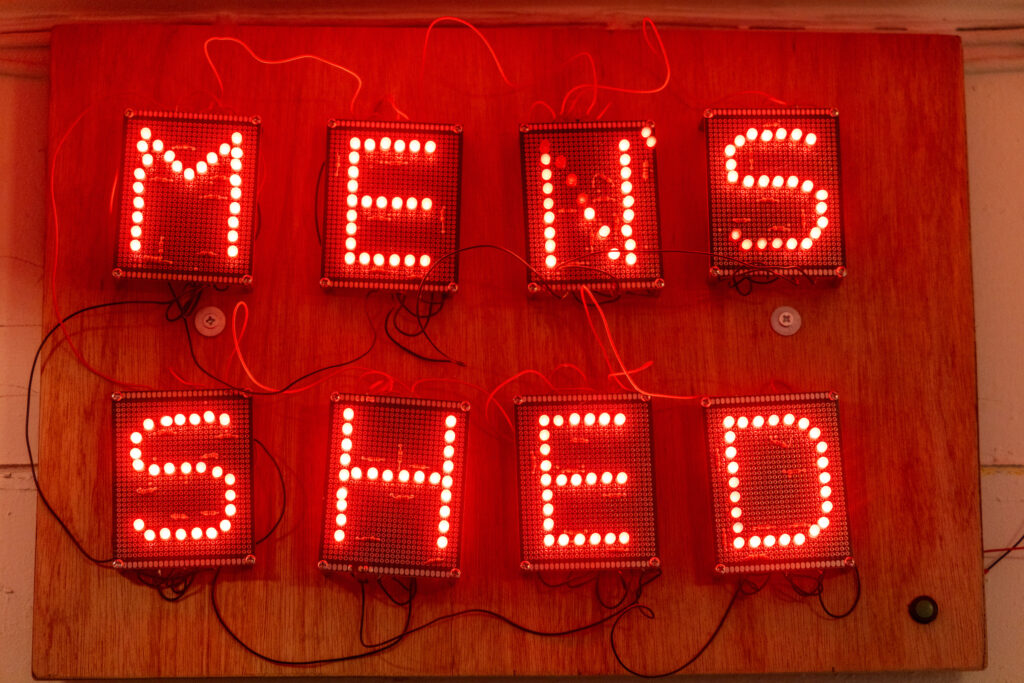 Men's Shed red LED sign