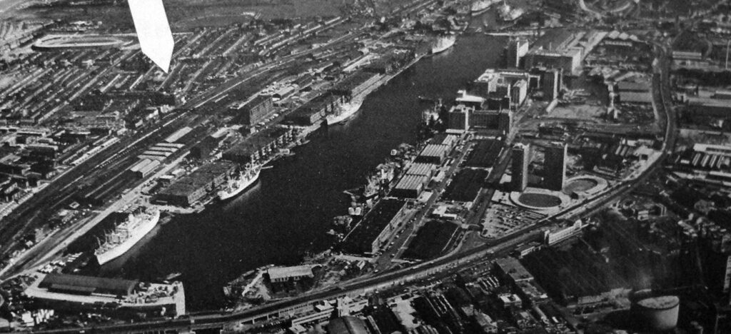 An eagle-eyed view of Flying Angel in black and white