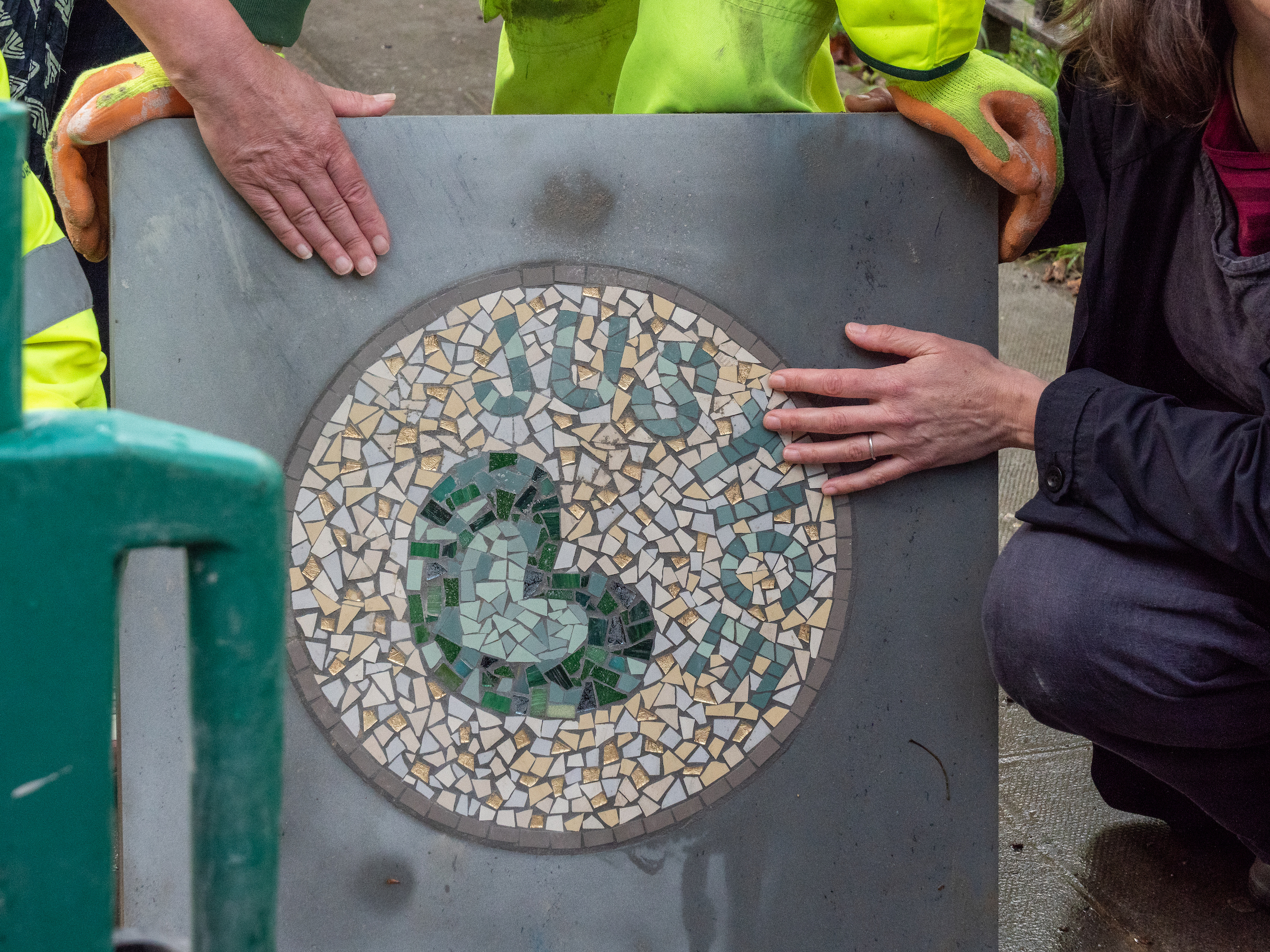 Walking as One, installation on the streets of North Kensington, London, as part of the Grenfell Memorial Community Mosaic. Photo by ACAVA Shoots (Andreia Sofia)