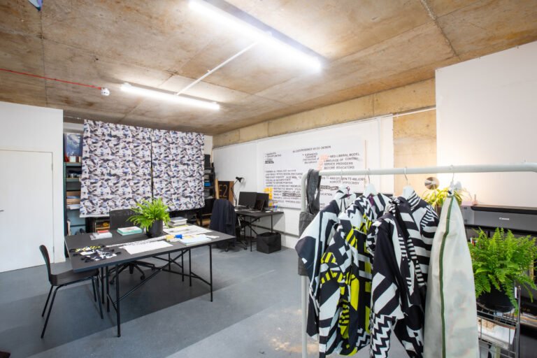 Photograph of a modern textile/fashion artists studio