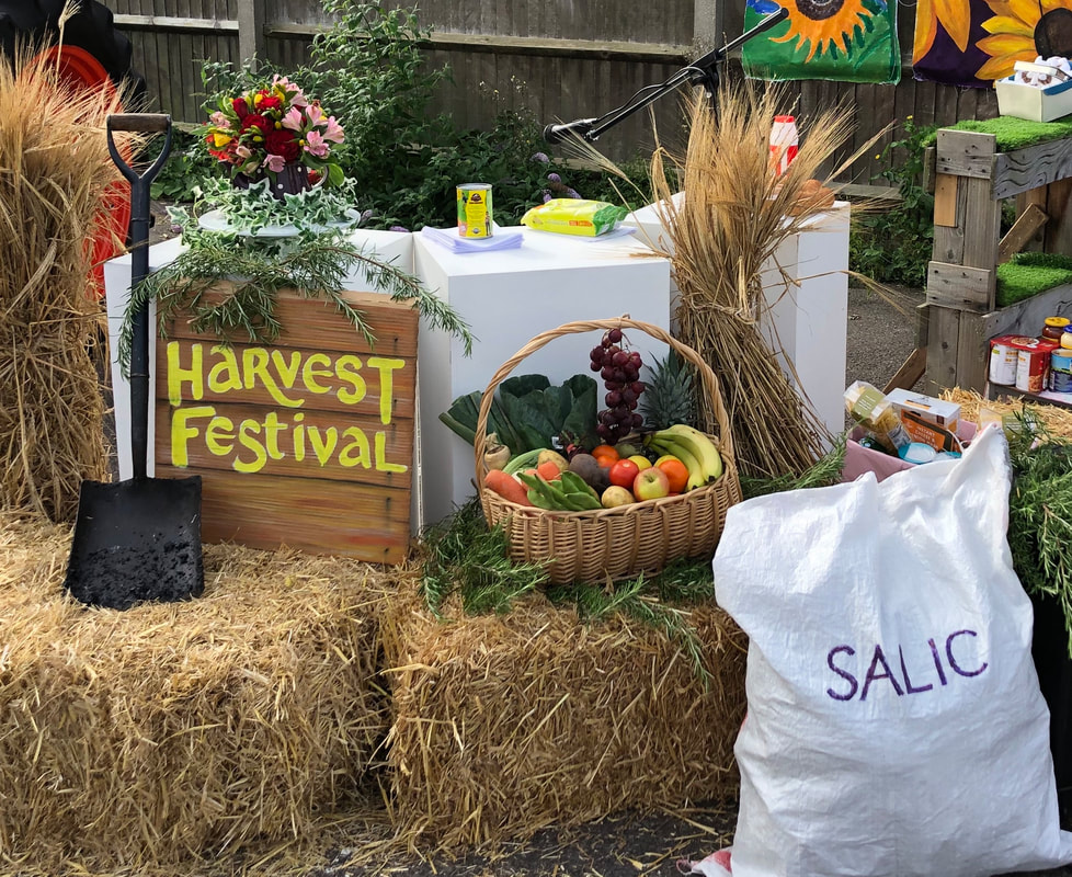 Produce displayed at a harvest festival